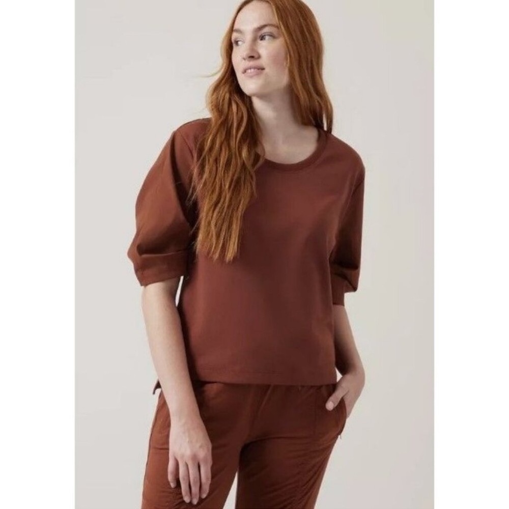 Athleta Harlow Hybrid Tee Ancient Mahogany Brown Size Small